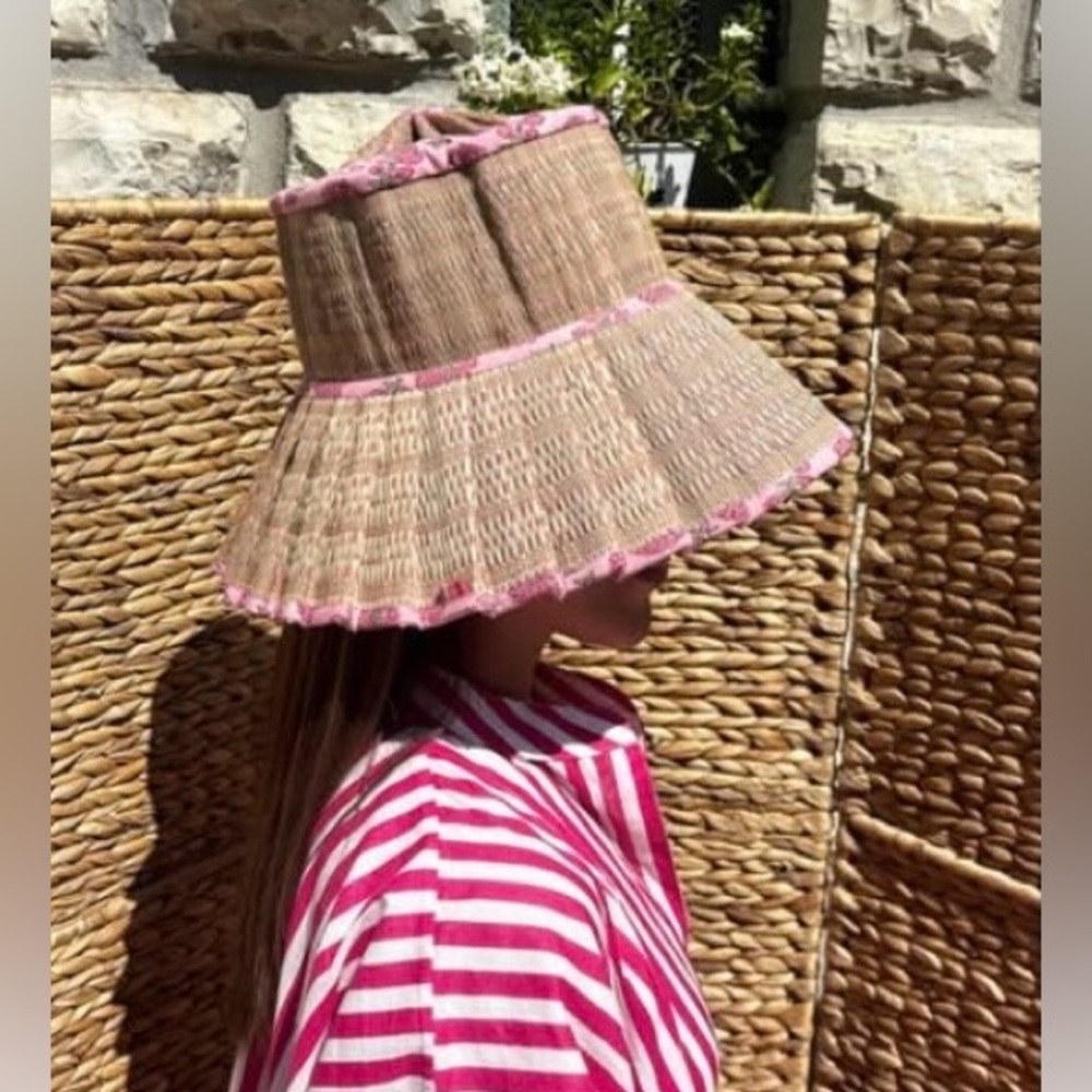 Pink and Tan Kids Sun Hat
